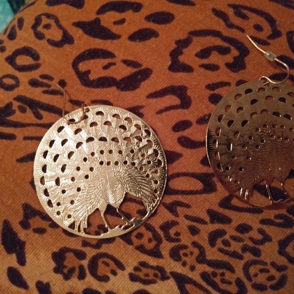 Jewelry - Gold Peacock Metal Earrings